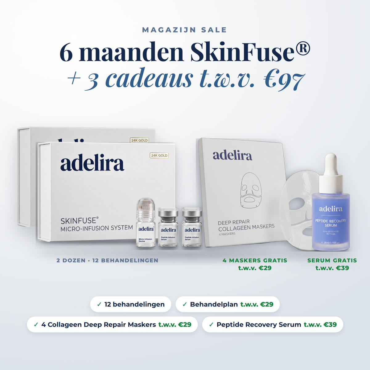 SkinFuse® Micro-Infusion System - 6 Maanden + 4 Gratis Maskers + Gratis Serum