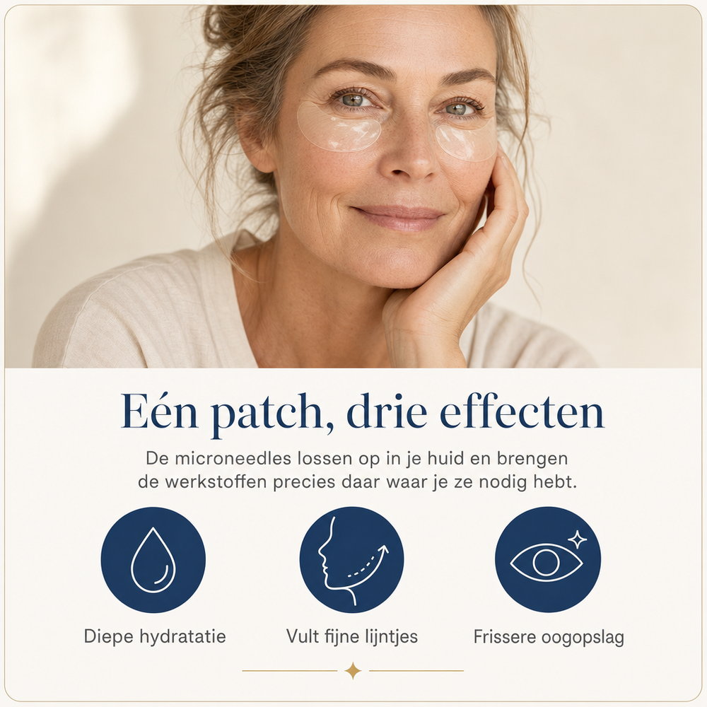 Adelira micro-infusion eye patches: één patch, drie effecten — diepe hydratatie, vult fijne lijntjes, frissere oogopslag